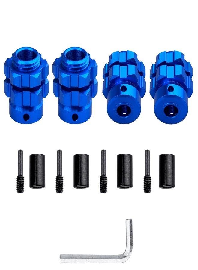 AllinRC Aluminum 17mm Splined Wheel Hubs/Nuts 17mm Hex Spacers Extensions Adapters for 1/10 Traxxas Summit Losi Baja Rey, Set of 4 (Navy Blue) - Image 1